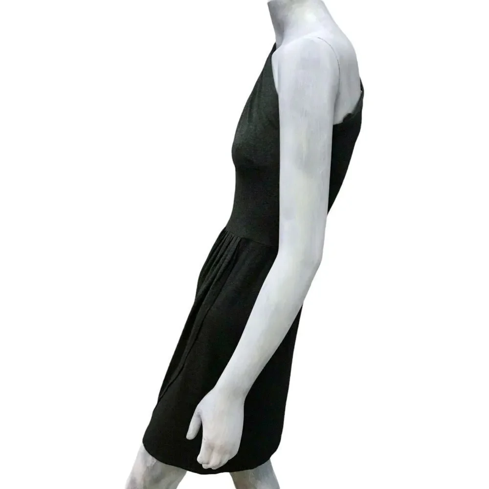 Andrea Behar Boston Proper Womens Dress Gray One-Shoulder Ruched Tulip Mini 4